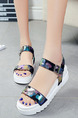 White Colorful Leather Open Toe Platform Ankle Strap Sandals