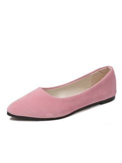 Pink Suede Pointed Toe Flats