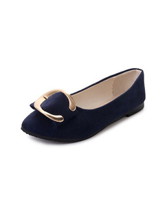 Blue Suede Round Toe Flats