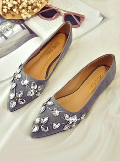 Grey Suede Pointed Toe Flats