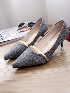 Black White and Gold Canvas Pointed Toe High Heel Stiletto Heel Pumps 5.5cm Heels