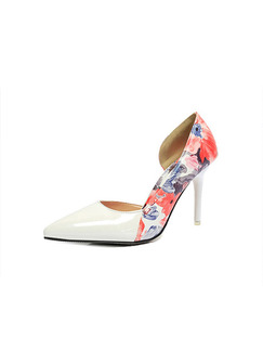 White Colorful Leather Pointed Toe High Heel Stiletto Heel Pumps 9cm Heels