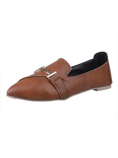 Brown Leather Pointed Toe Flats