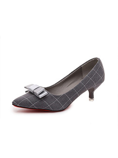Grey Suede Pointed Toe Low Heel Stiletto Heel Pumps 5cm Heels