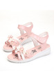 White and Pink Leather Open Toe Ankle Strap Sandals