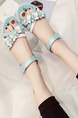 White and Blue Leather Open Toe Ankle Strap Sandals