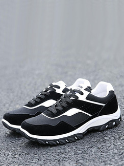 Black and White Leather Comfort Shoes for Casual Outdoor Athletic