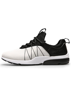 White and Black Leather Comfort  Shoes for Casual Athletic Outdoor
