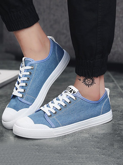 Blue and White Canvas Comfort  Shoes for Casual