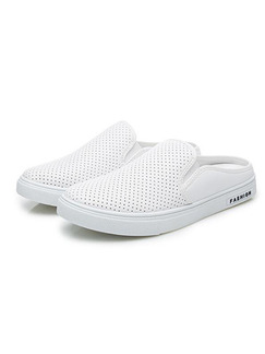 White Leather Scuff  Shoes for Casual