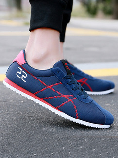 Blue and Red Canvas Comfort  Shoes for Casual