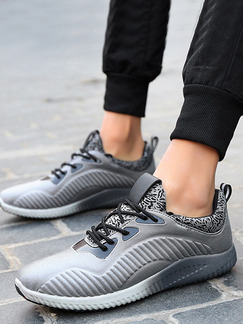 Grey Leather Comfort  Shoes for Casual Athletic