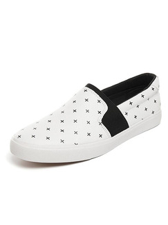White and Black Canvas Comfort  Shoes for Casual Office Work