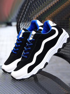 Black White and Blue Leather Comfort  Shoes for Casual Athletic Outdoor