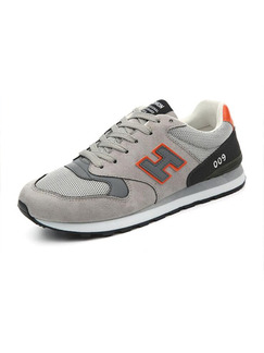 Grey and Black Leather Comfort  Shoes for Casual Athletic Outdoor