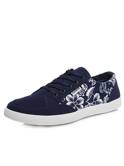 Blue and White Canvas Comfort  Shoes for Casual