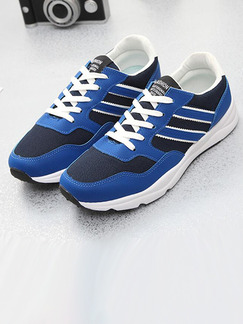 Blue and White Leather Comfort  Shoes for Casual Athletic Outdoor