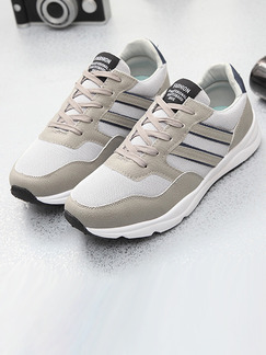 Grey and White Leather Comfort  Shoes for Casual Athletic Outdoor