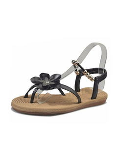 Black and Brown Leather Open Toe Ankle Strap Sandals