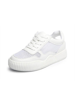 White Canvas Round Toe Lace Up Rubber Shoes