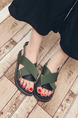 Green Canvas Open Toe Ankle Strap Sandals