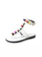 White Colorful Leather Open Toe Ankle Strap 2cm Sandals
