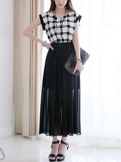 Black and White Maxi Dress for Casual Evening
