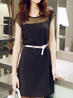 Black Shift Above Knee Dress For Casual Evening Office