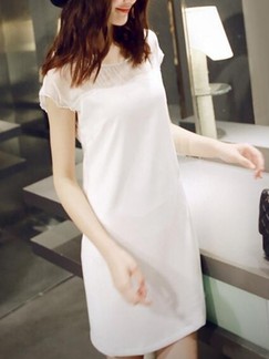 White Shift Above Knee Dress For Casual Evening