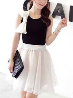 Black and White Fit & Flare Above Knee Dress for Casual Evening Party