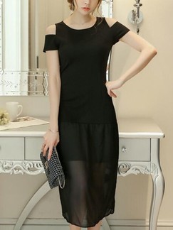 Black Sheath Midi Plus Size Dress for Casual Party Evening