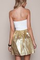 White and Golden Fit & Flare Above Knee Plus Size Strapless Dress for Party Evening Cocktail