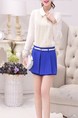 Blue Plain Plus Size Shorts for Casual Office