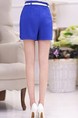 Blue Plain Plus Size Shorts for Casual Office