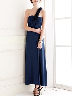 Blue Maxi Plus Size Strapless Dress for Cocktail Prom
