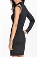 Black Bodycon Above Knee Long Sleeve Dress for Cocktail Party Evening