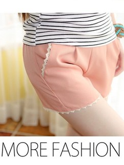 Pink Plain Shorts for Casual