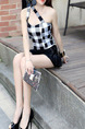 Black and White Two Piece Shirt Shorts Slip Jumpsuit for Casual Evening Party