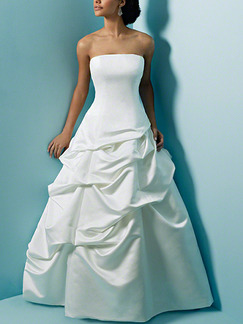 White Strapless A-Line Dress for Wedding On Sale