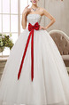 White Strapless Ball Gown Ribbon Dress for Wedding On Sale