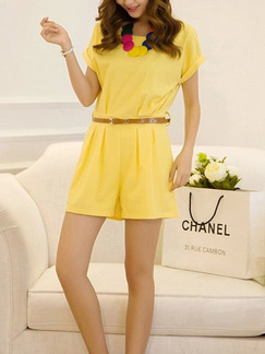 Yellow One Piece Short Plus Size Jumpsuit for Casual Evening Party On Sale