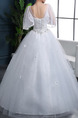 White V Neck Ball Gown Appliques Embroidery Dress for Wedding On Sale