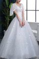 White V Neck Ball Gown Appliques Embroidery Dress for Wedding On Sale