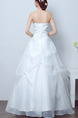 White Strapless Ball Gown Sash Ribbon Beading Dress for Wedding On Sale