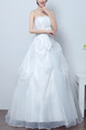 White Strapless Ball Gown Sash Ribbon Beading Dress for Wedding On Sale