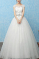 White Illusion Ball Gown Sequin Lace Bateau Dress for Wedding On Sale