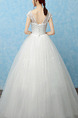 White Illusion Ball Gown Sequin Lace Bateau Dress for Wedding On Sale