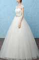 White Illusion Ball Gown Sequin Lace Bateau Dress for Wedding On Sale