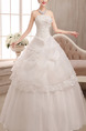White Strapless Ball Gown Beading Lace Embroidery Dress for Wedding On Sale