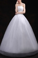 White Strapless Ball Gown Embroidery Beading Dress for Wedding On Sale